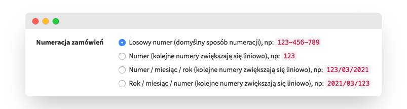 Order number format