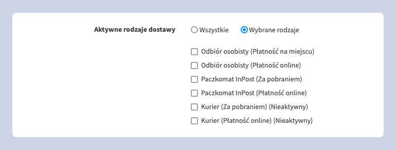Active delivery types